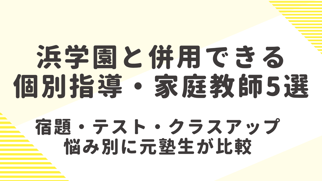 浜学園と併用できる個別指導・家庭教師5選 宿題・テスト・クラスアップ 悩み別に元塾生が比較